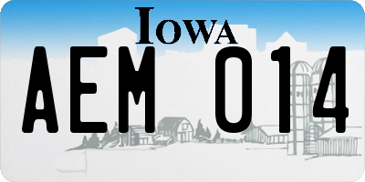 IA license plate AEM014
