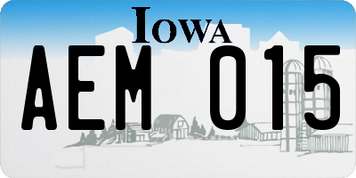 IA license plate AEM015