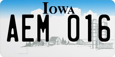 IA license plate AEM016
