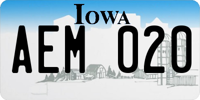 IA license plate AEM020