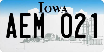 IA license plate AEM021