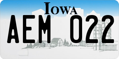 IA license plate AEM022