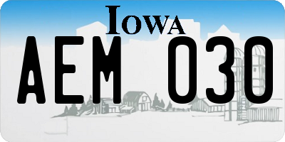 IA license plate AEM030