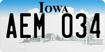 IA license plate AEM034