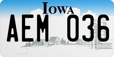 IA license plate AEM036
