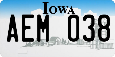 IA license plate AEM038