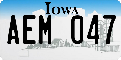 IA license plate AEM047
