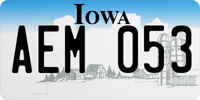 IA license plate AEM053