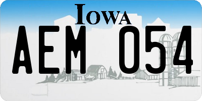 IA license plate AEM054
