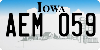 IA license plate AEM059