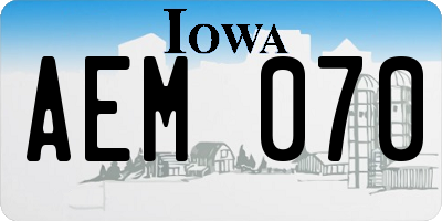 IA license plate AEM070