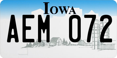 IA license plate AEM072