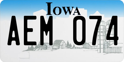IA license plate AEM074