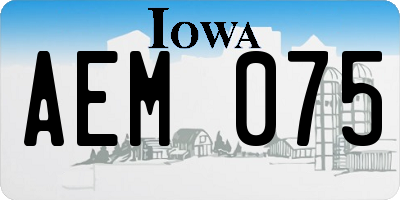 IA license plate AEM075