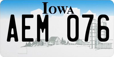 IA license plate AEM076
