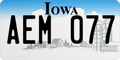 IA license plate AEM077
