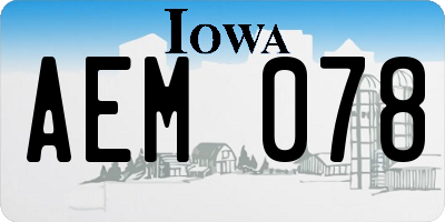 IA license plate AEM078