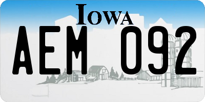 IA license plate AEM092