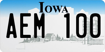 IA license plate AEM100