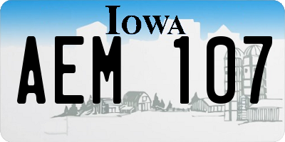 IA license plate AEM107