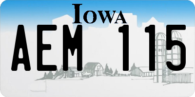 IA license plate AEM115