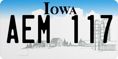 IA license plate AEM117