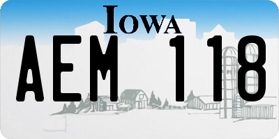 IA license plate AEM118