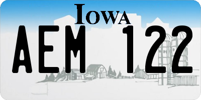 IA license plate AEM122