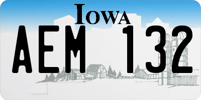 IA license plate AEM132