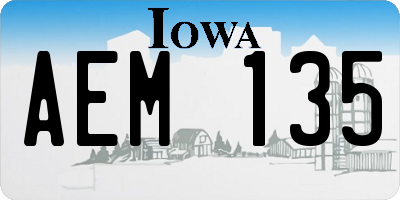 IA license plate AEM135