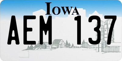 IA license plate AEM137