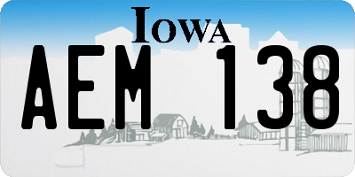 IA license plate AEM138