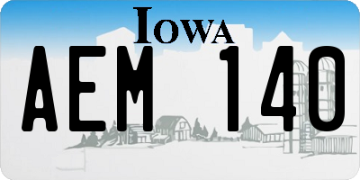 IA license plate AEM140