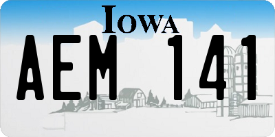 IA license plate AEM141