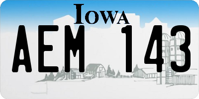 IA license plate AEM143