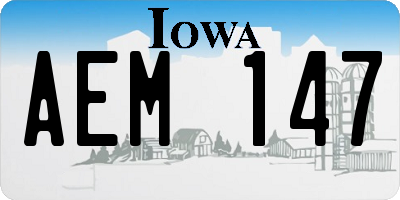 IA license plate AEM147