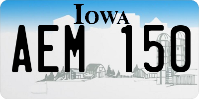 IA license plate AEM150