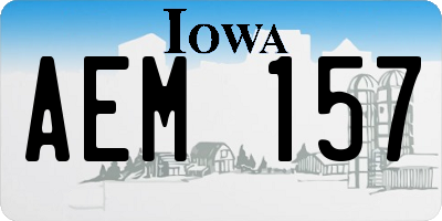 IA license plate AEM157