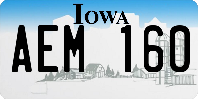 IA license plate AEM160