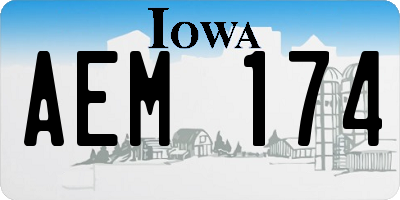 IA license plate AEM174