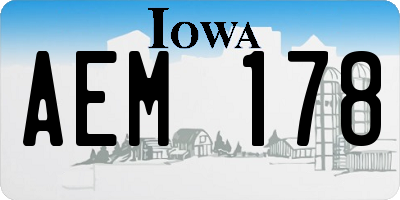 IA license plate AEM178