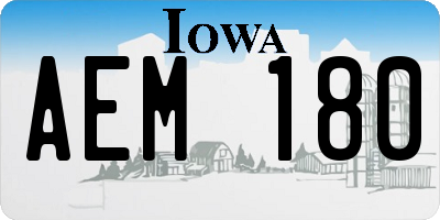 IA license plate AEM180