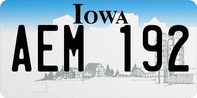 IA license plate AEM192