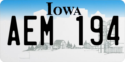 IA license plate AEM194