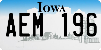 IA license plate AEM196