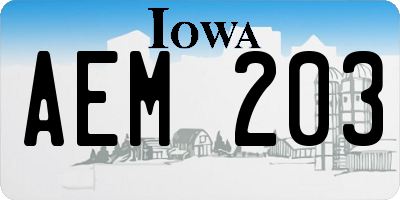 IA license plate AEM203