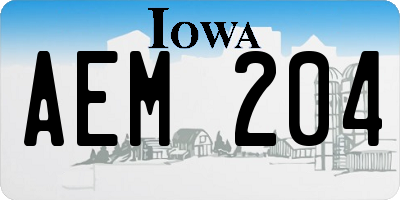 IA license plate AEM204