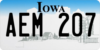 IA license plate AEM207