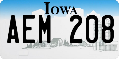 IA license plate AEM208