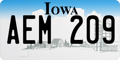 IA license plate AEM209
